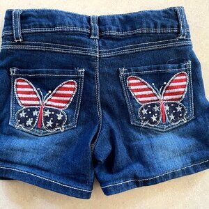 Wallflower Girl Shorts Size 10 Butterfly American 4th of July Flag